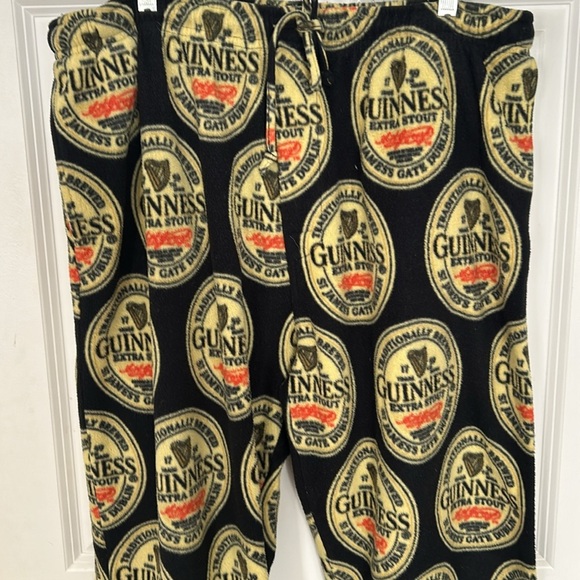 Guinness Logo flannel pajama Pants Black yellow size XL Lounge Drawstring pants - Picture 3 of 6
